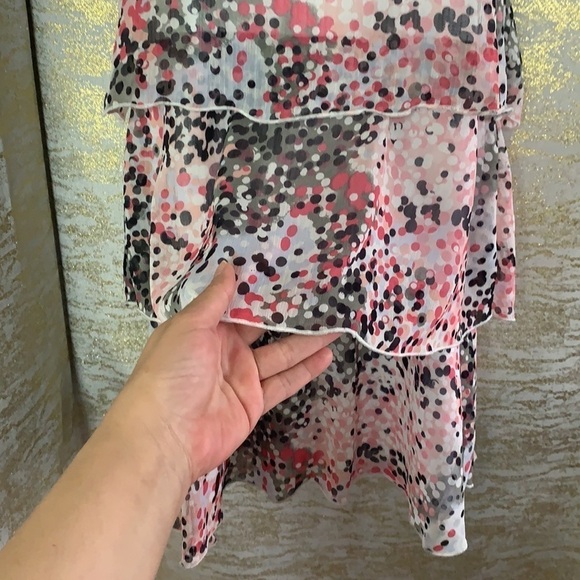 H&M Collection Pink/Grey Asymmetrical Polka Dot Layered Mini Dress Size M - Picture 4 of 11